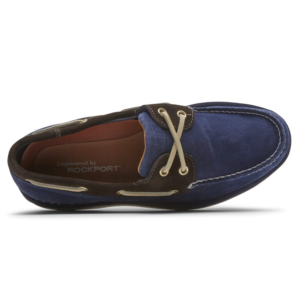 Rockport Mens Boat Shoes Blue - Perth - UK 236-MWENPI